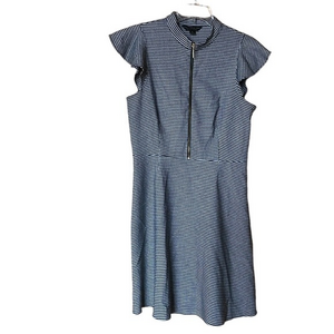 Zoe by Rachel Zoe Houndstooth Flutter Sleeve A-line Zip Dress‎ Black White 10